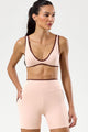 Conjunto Fitness Top Decote e Bermuda de Viés Bege