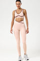 Conjunto Fitness Top e Calça com Detalhe em Viés Bege