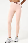 Legging com Cós Transpassado Viés Bege