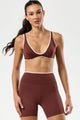 Conjunto Fitness Top Decote e Bermuda de Viés Marrom