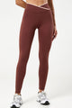 Legging com Cós Transpassado Viés Marrom
