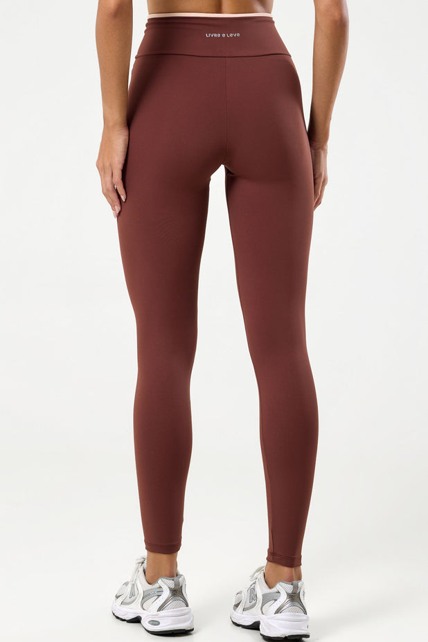 Legging com Cós Transpassado Viés Marrom
