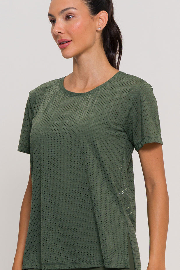 Blusa com Fenda Lateral Furadinha Verde