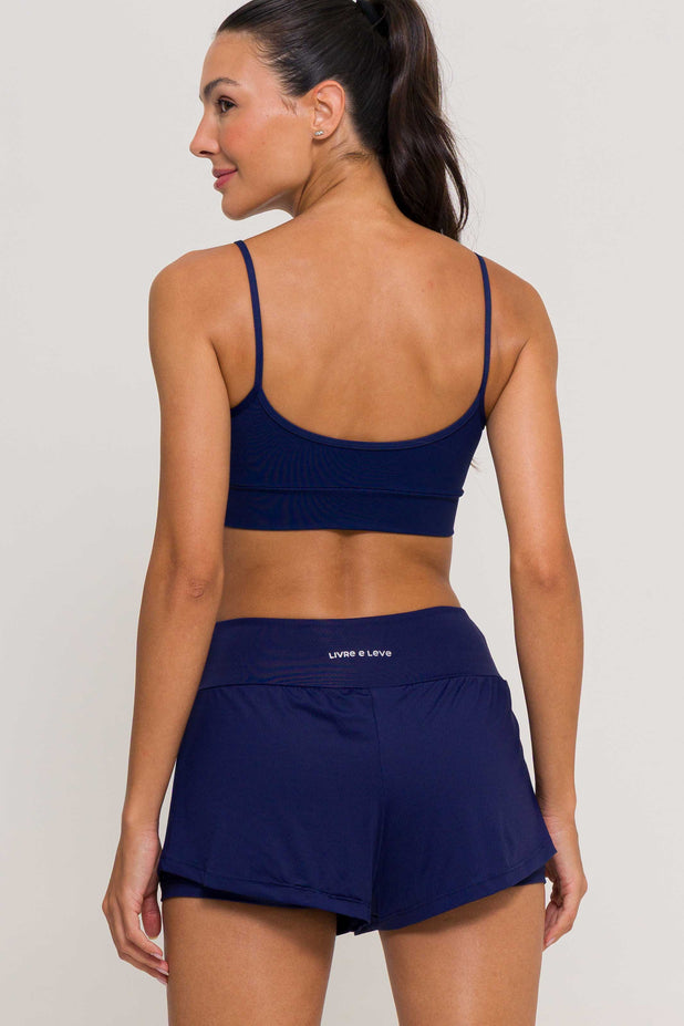 Conjunto Top Alcinha e Short Soltinho Poliamida Marinho
