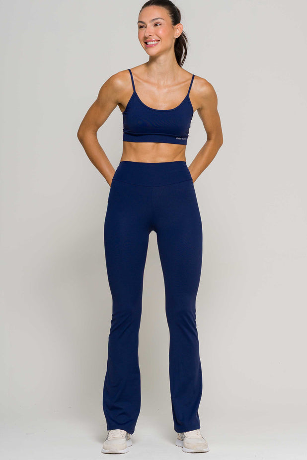 Conjunto Top Alcinha e Flare Poliamida Marinho