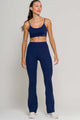 Calça Flare de Poliamida Marinho