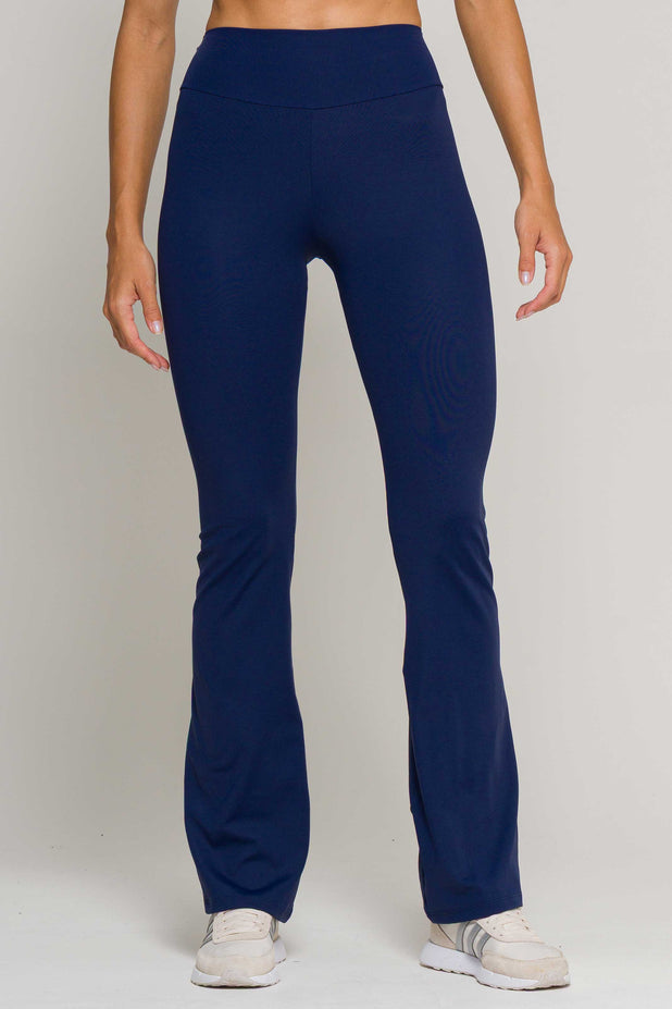 Calça Flare de Poliamida Marinho