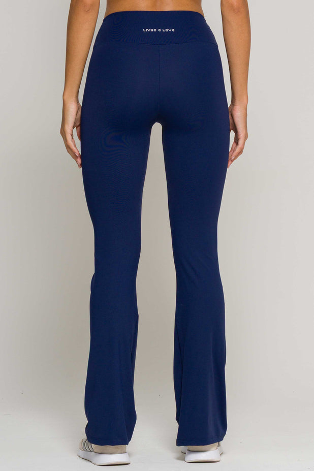 Calça Flare de Poliamida Marinho