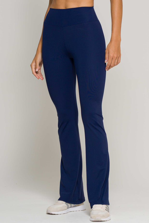 Calça Flare de Poliamida Marinho
