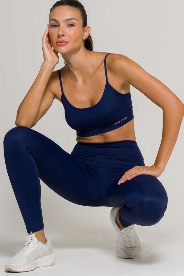 Conjunto Top Alcinha e Legging Poliamida Marinho