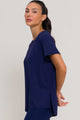 Blusa com Fenda na Lateral Marinho