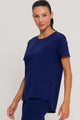 Blusa com Fenda Lateral Furadinha Marinho