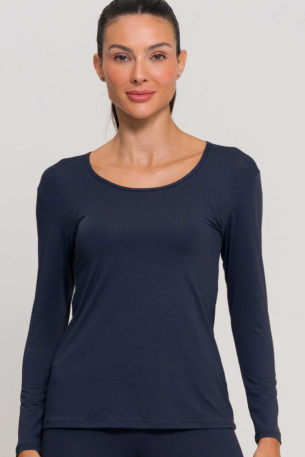 Blusa Manga Longa Arredondada Chumbo