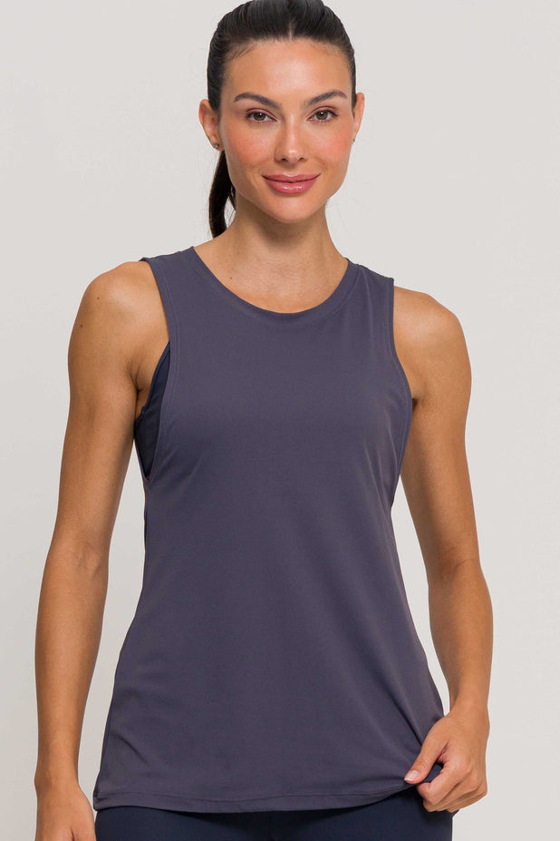 Regata Cavada de Poliamida Chumbo