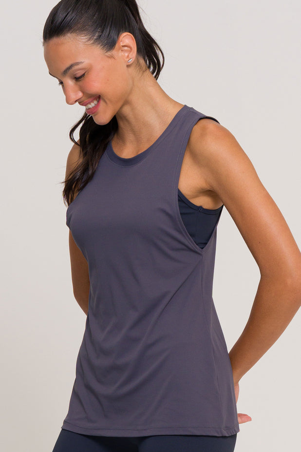 Regata Cavada de Poliamida Chumbo