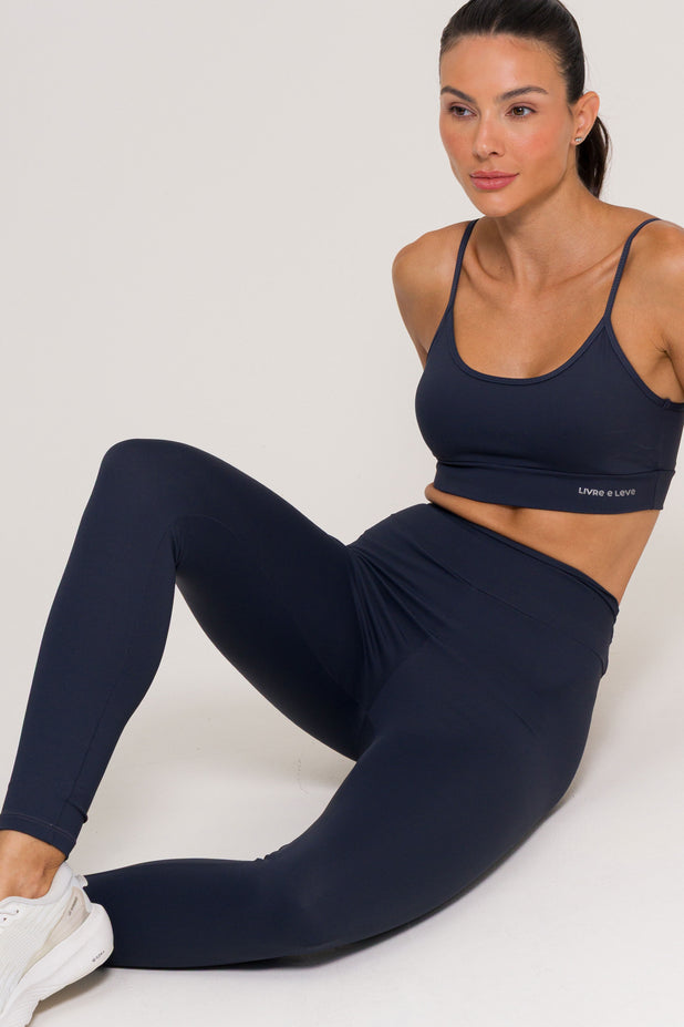 Conjunto Top Alcinha e Legging Poliamida Chumbo