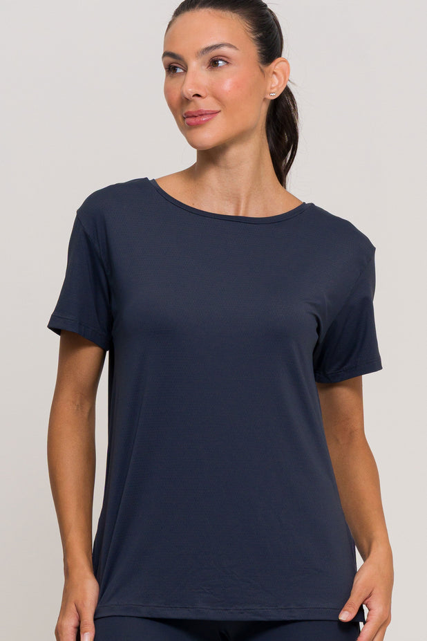 Blusa com Fenda na Lateral Chumbo