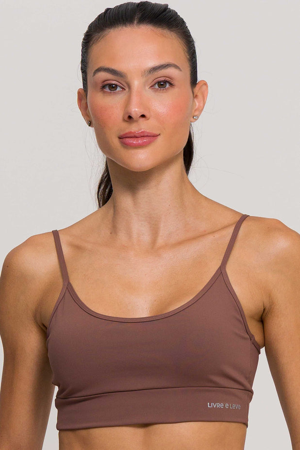 Top Alcinha de Poliamida Marrom