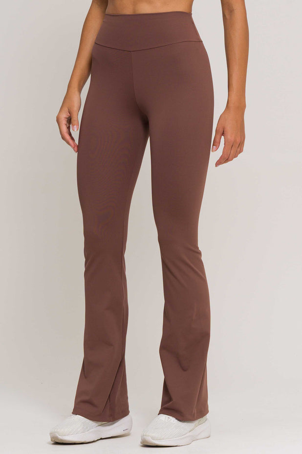 Calça Flare de Poliamida Marrom