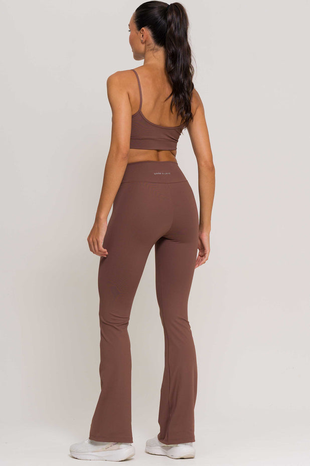 Conjunto Top Alcinha e Flare Poliamida Marrom