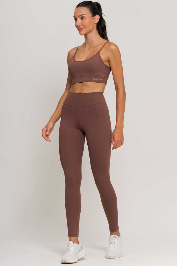 Top Alcinha de Poliamida Marrom