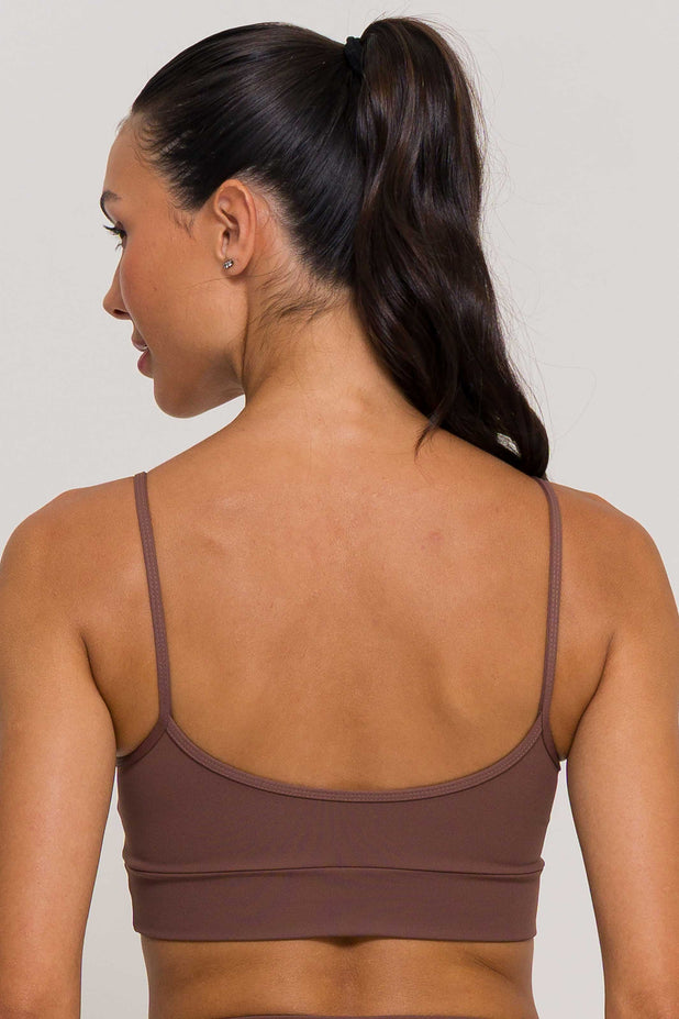 Top Alcinha de Poliamida Marrom