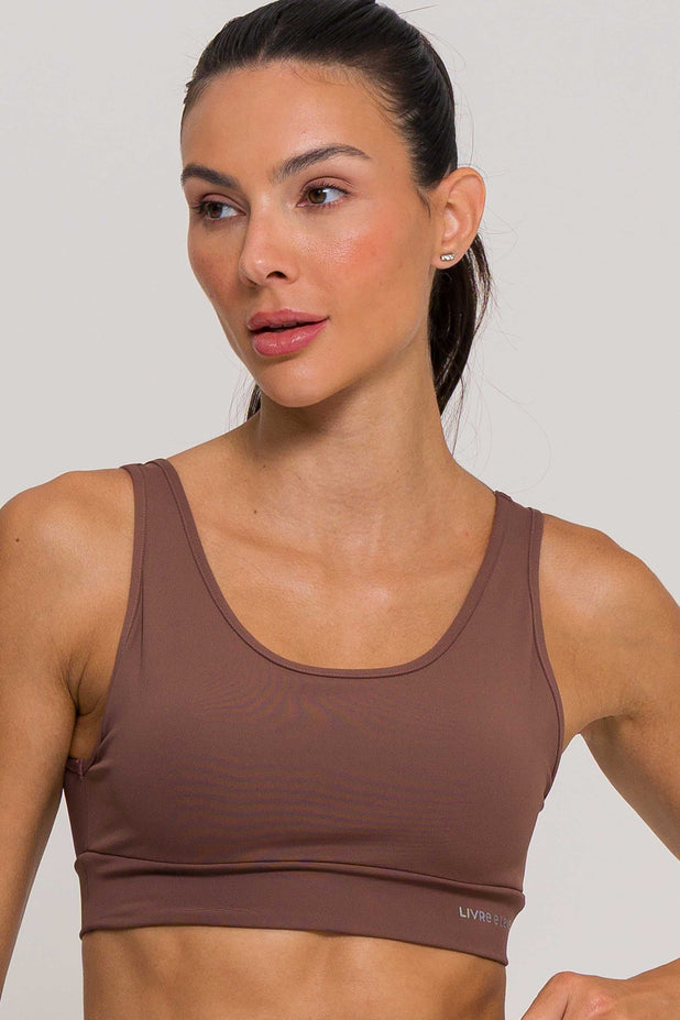 Conjunto Top Regata e Bermuda Poliamida Marrom