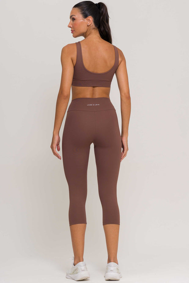 Conjunto Top Regata e Corsário Poliamida Marrom