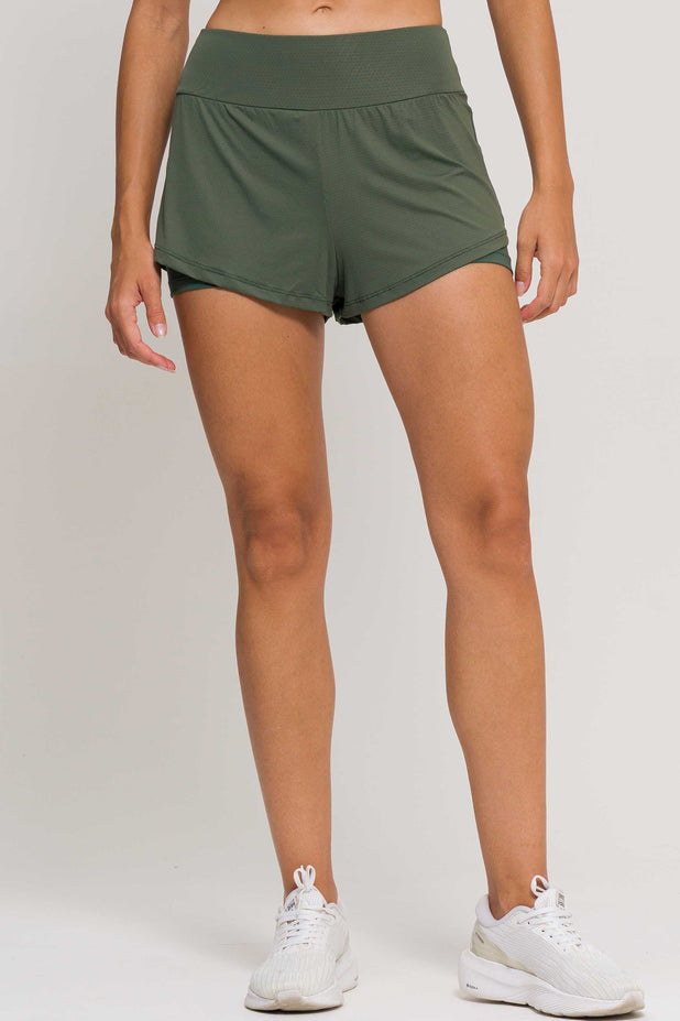 Short Soltinho Duplo Poliamida Verde