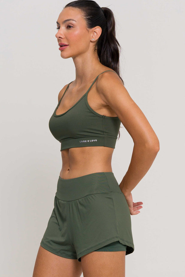 Conjunto Top Alcinha e Short Soltinho Poliamida Verde