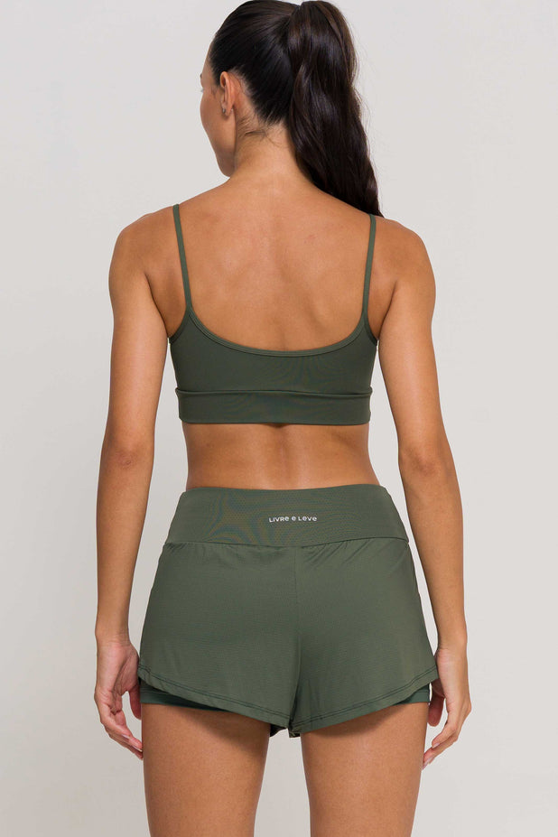 Short Soltinho Duplo Poliamida Verde