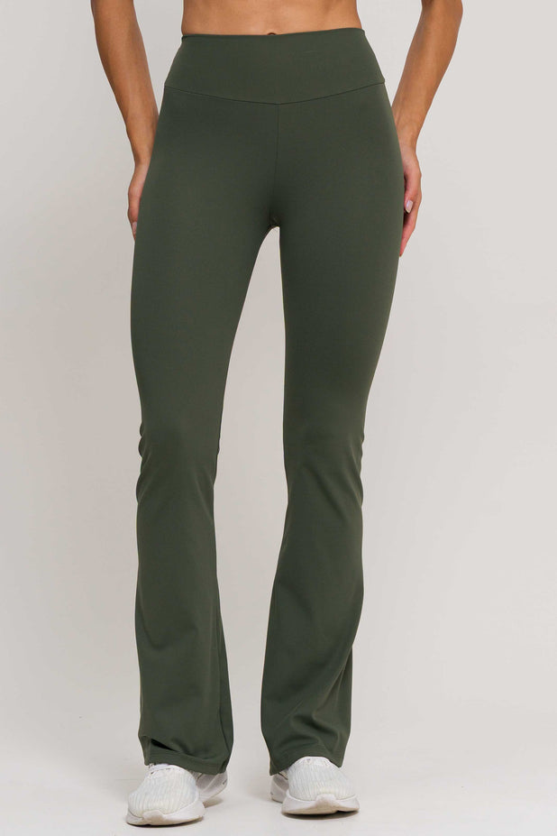 Calça Flare de Poliamida Verde