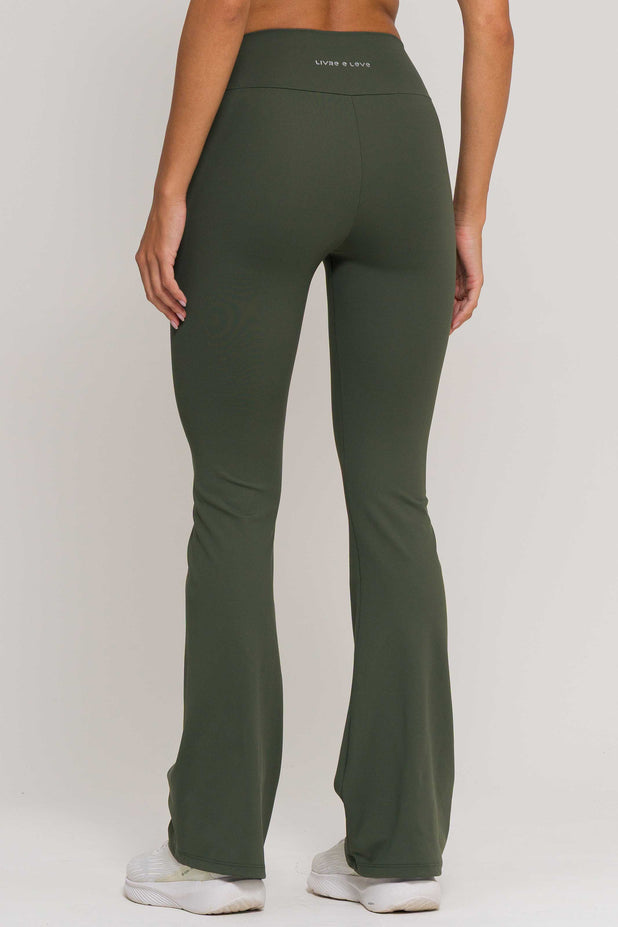 Calça Flare de Poliamida Verde