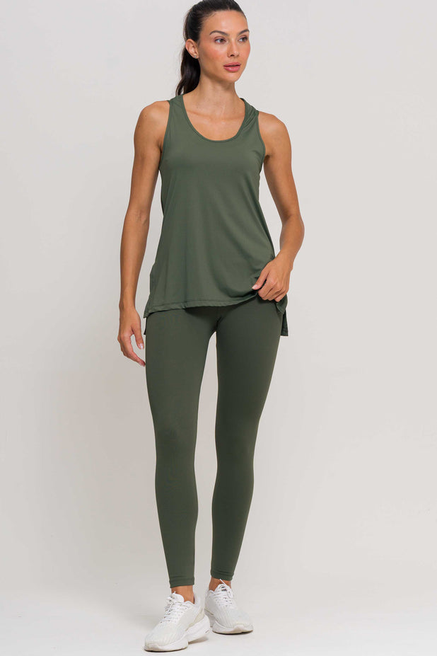 Regata com Fenda Lateral Verde