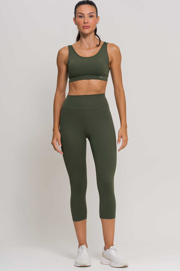 Conjunto Top Regata e Corsário Poliamida Verde
