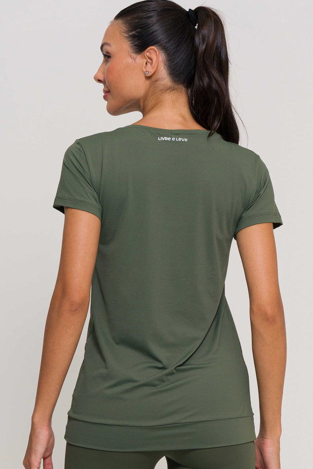 Blusa de Poliamida Gola V Verde