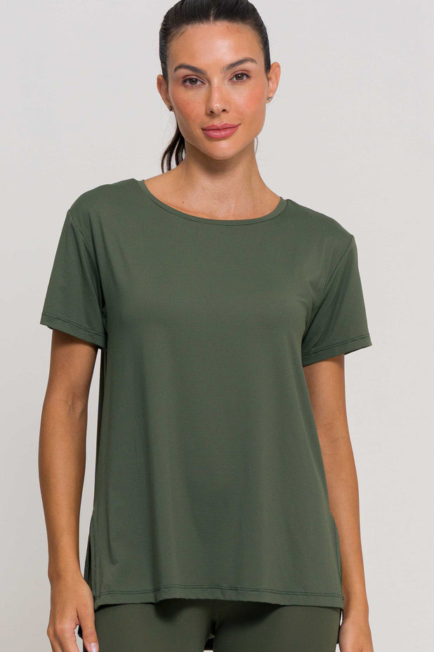 Blusa com Fenda na Lateral Verde