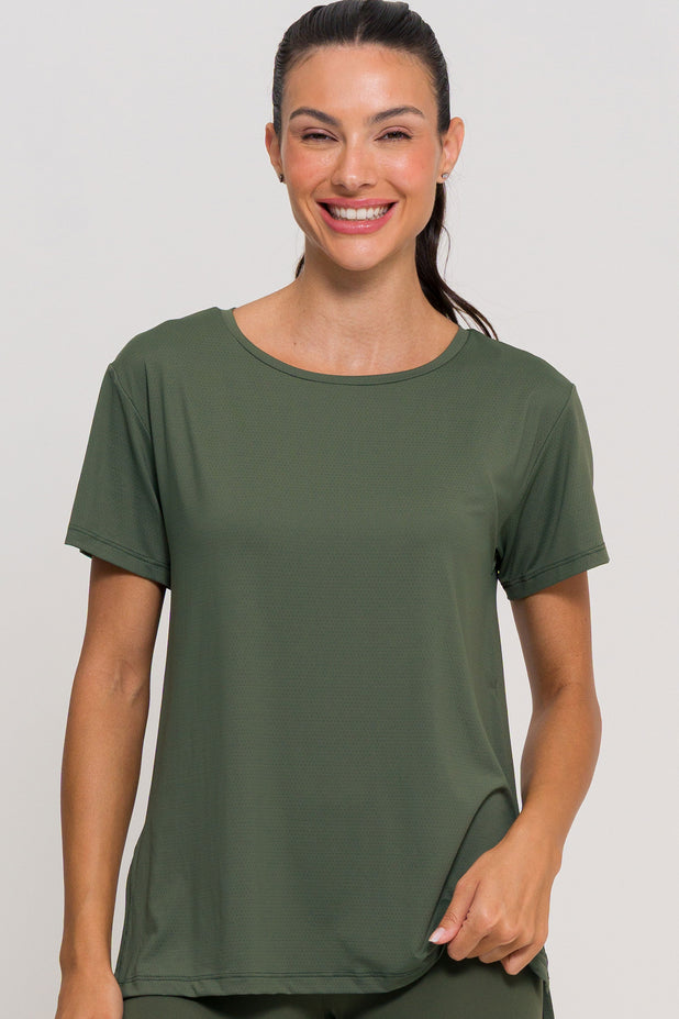 Blusa com Fenda na Lateral Verde