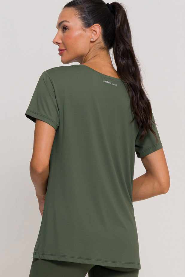 Blusa com Fenda na Lateral Verde