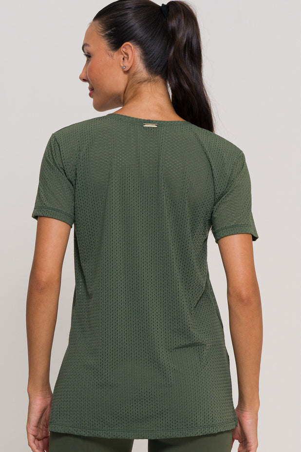 Blusa com Fenda Lateral Furadinha Verde