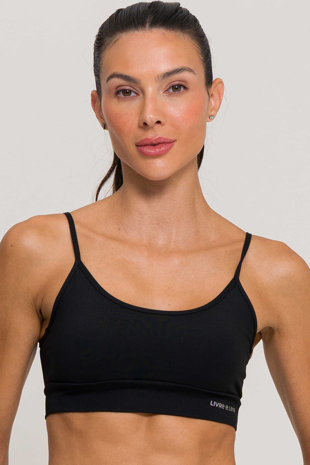 Top Alcinha de Poliamida Preto