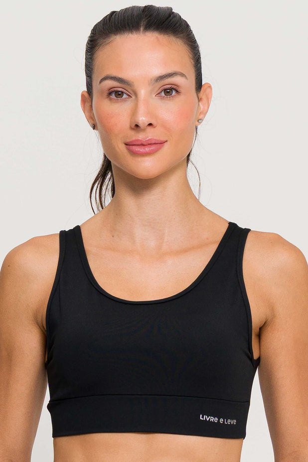 Conjunto Top Regata e Corsário Poliamida Preto