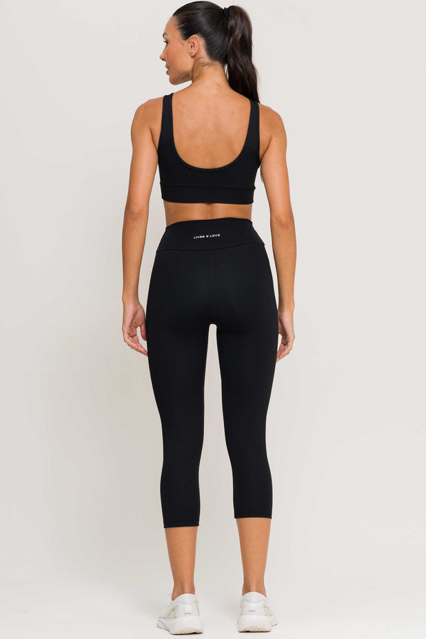 Conjunto Top Regata e Corsário Poliamida Preto