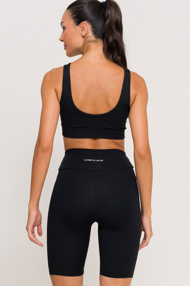 Conjunto Top Regata e Bermuda Poliamida Preto