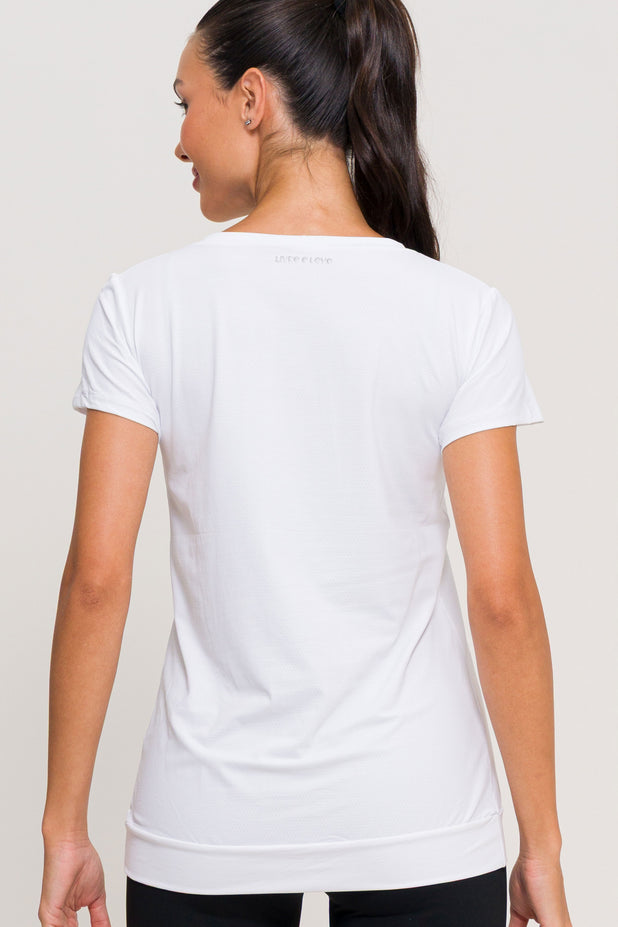 Blusa de Poliamida Gola V Branca
