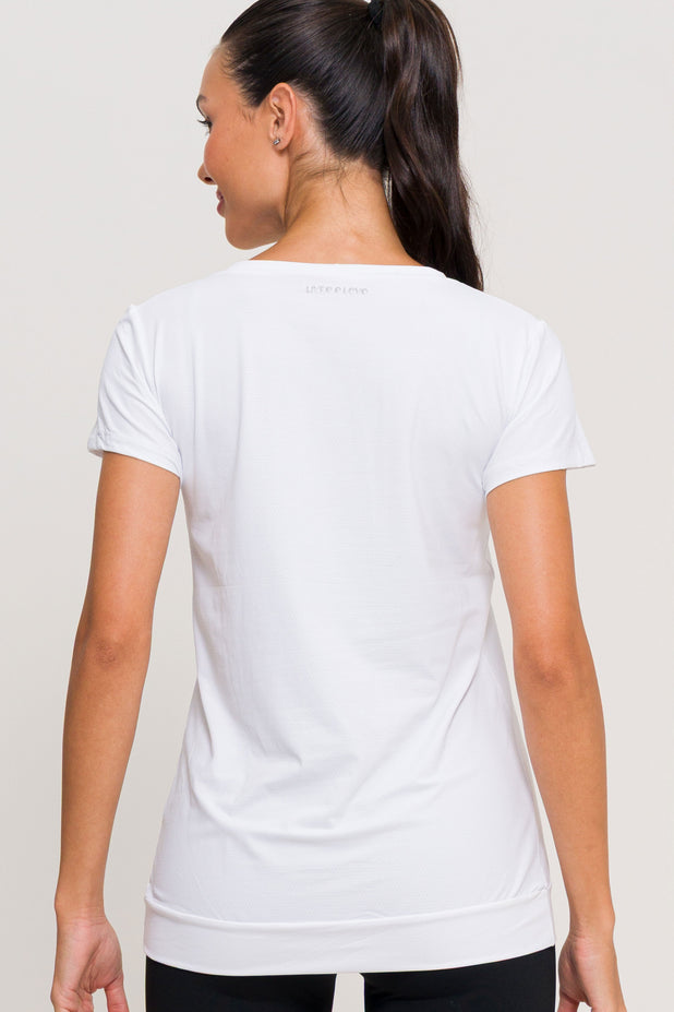 Blusa de Poliamida Gola V Branca