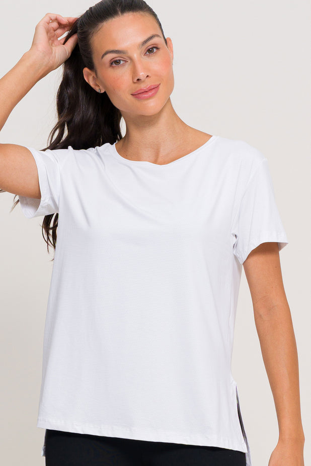 Blusa com Fenda na Lateral Branca