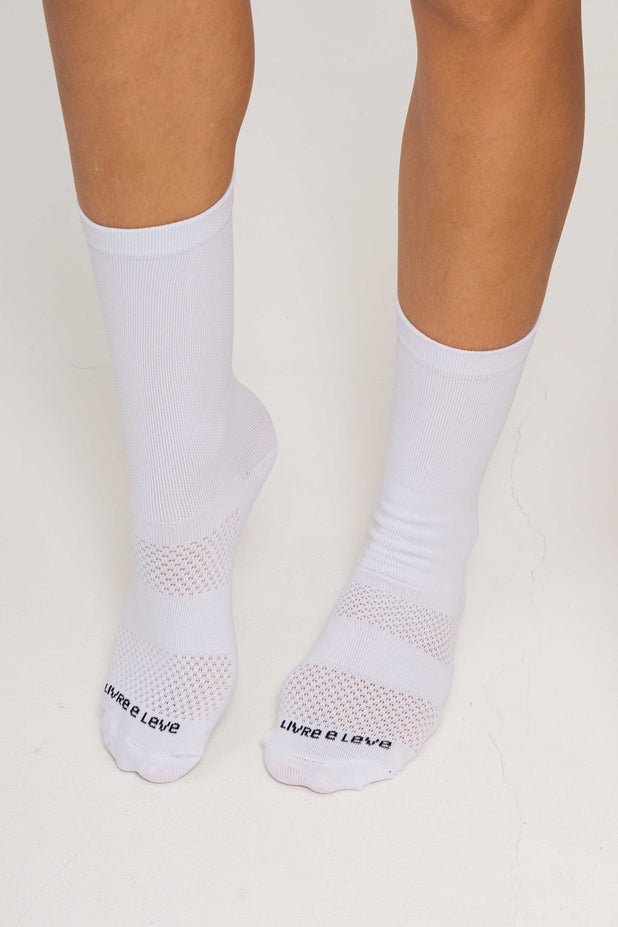 Meia Cano Alto de Poliamida Branca