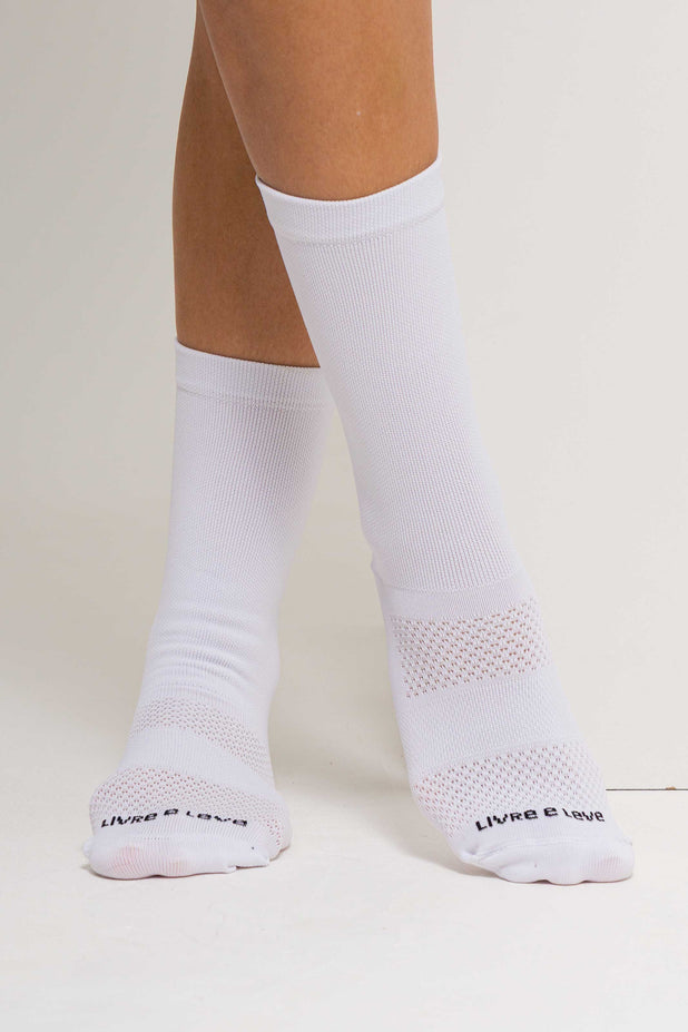 Meia Cano Alto de Poliamida Branca