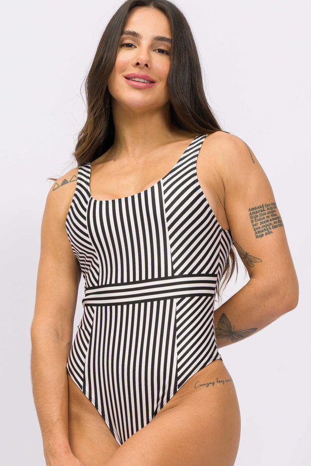 Body Costas Nuas Cavado Listrado P&B